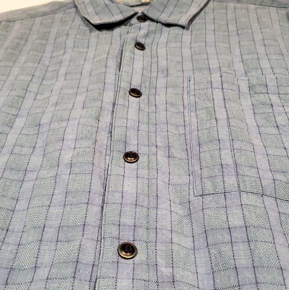 5.11 TACTICAL BLUE GREEN PLAID SHORT SLEEVE BUTTON-UP SNAP SHIRT - Picture 2 of 6